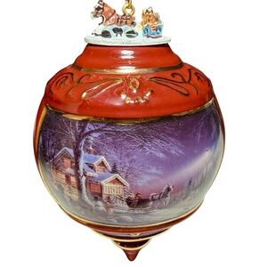 Terry Redlin 1999 Porcelain Christmas Ornament The Hadley Collection Sleigh Ride